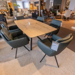 WK Wohnen Esstische|Esstisch WK 852 3 Wildeiche Bianco Geölt Kreuzfuß Gedreht Pulverbeschichtet Schwarz