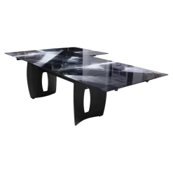 WK Wohnen Esstische|Esstisch WK 895 Platte Glas Kunstdruck Schwarz Weiß Gestell Stahl Anthrazit