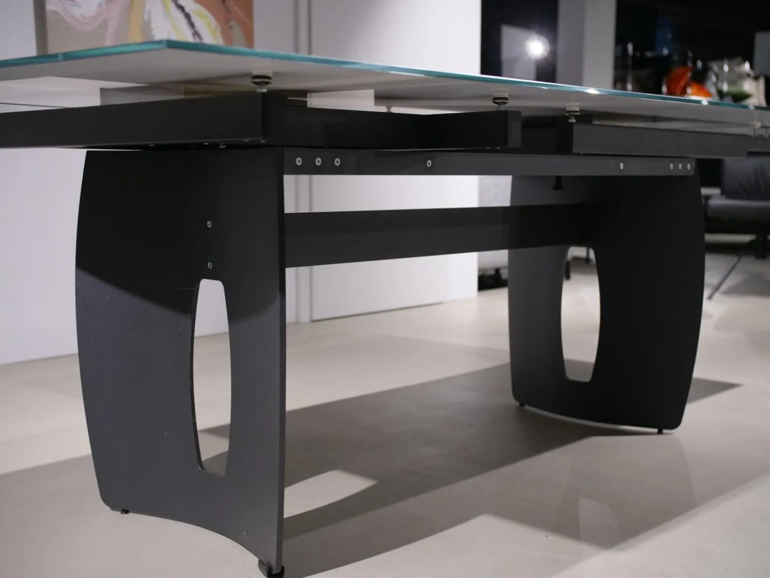 WK Wohnen Esstische|Esstisch WK 895 Platte Glas Kunstdruck Schwarz Weiß Gestell Stahl Anthrazit