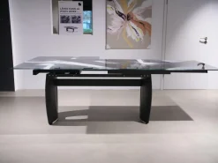 WK Wohnen Esstische|Esstisch WK 895 Platte Glas Kunstdruck Schwarz Weiß Gestell Stahl Anthrazit