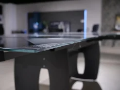 WK Wohnen Esstische|Esstisch WK 895 Platte Glas Kunstdruck Schwarz Weiß Gestell Stahl Anthrazit