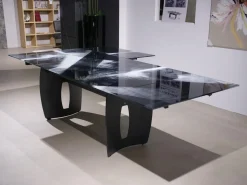 WK Wohnen Esstische|Esstisch WK 895 Platte Glas Kunstdruck Schwarz Weiß Gestell Stahl Anthrazit