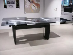 WK Wohnen Esstische|Esstisch WK 895 Platte Glas Kunstdruck Schwarz Weiß Gestell Stahl Anthrazit
