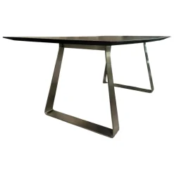 WK Wohnen Esstische|Esstisch WK 852-9 Tischplatte Keramik Marmor Schwarz Rundkufe Edelstahl Matt