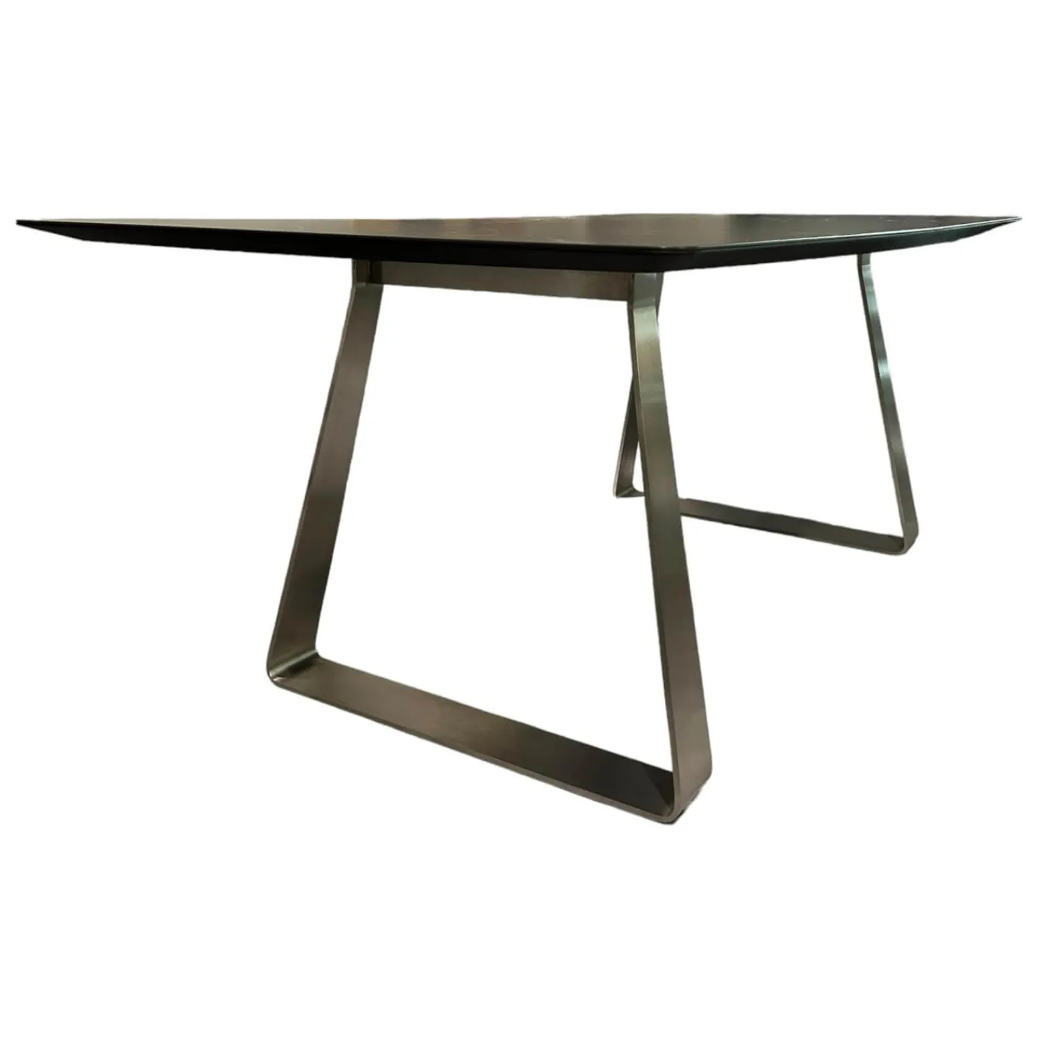 WK Wohnen Esstische|Esstisch WK 852-9 Tischplatte Keramik Marmor Schwarz Rundkufe Edelstahl Matt