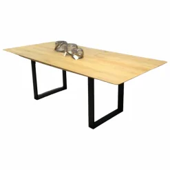 WK Wohnen Esstische|Esstisch WK852-1 PFR1 Wildeiche Bianco Geölt Kufen Schwarz Pulverbeschichtet