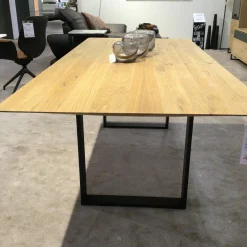 WK Wohnen Esstische|Esstisch WK852-1 PFR1 Wildeiche Bianco Geölt Kufen Schwarz Pulverbeschichtet