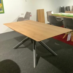 WK Wohnen Esstische|Esstisch WK852 Wildeiche Massiv Geölt Gestell Kreuzfuß Metall Schwarz