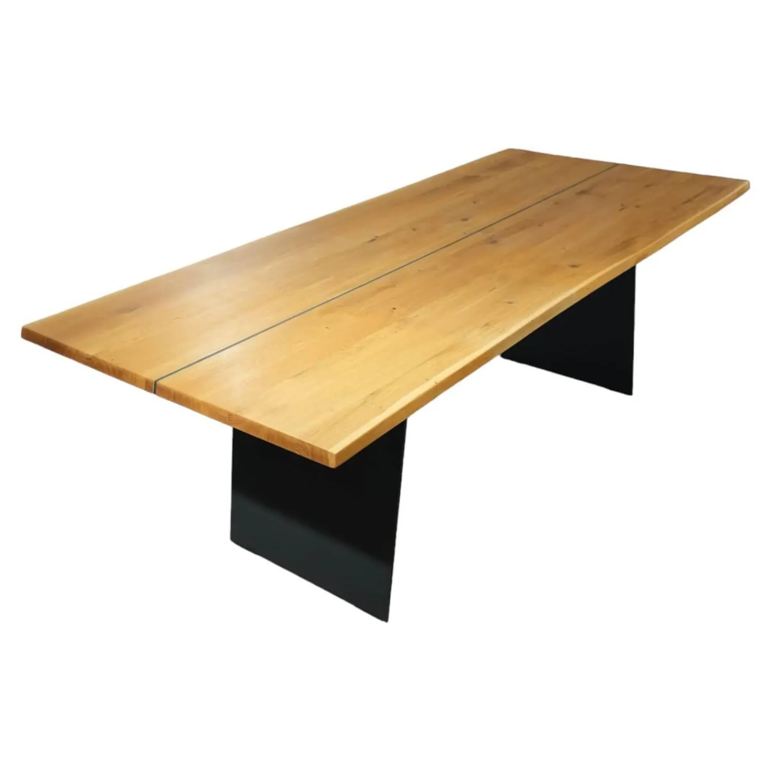 Wimmer Esstische|Esstisch Zweigl Z20 Platte Rustikale Asteiche Versiegelt Geölt Mit Mittelsteg Wangen Stahl Schwarzgrau