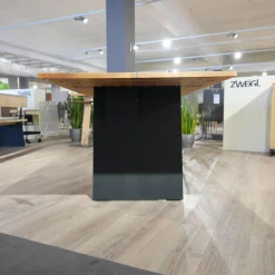 Wimmer Esstische|Esstisch Zweigl Z20 Platte Rustikale Asteiche Versiegelt Geölt Mit Mittelsteg Wangen Stahl Schwarzgrau