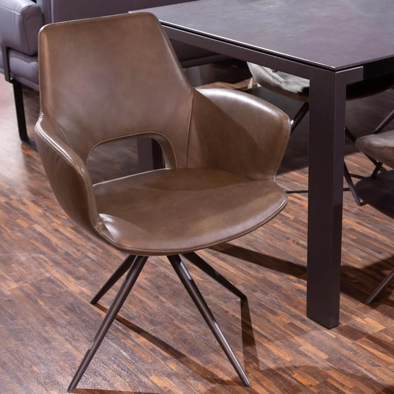 Musterring Essgruppen|Esstischgruppe MR Navarra Platte Dekton Laos Industrial Metallgestell Mit 6 Stühlen