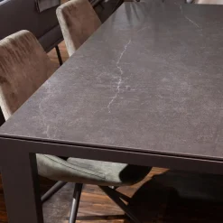 Musterring Essgruppen|Esstischgruppe MR Navarra Platte Dekton Laos Industrial Metallgestell Mit 6 Stühlen