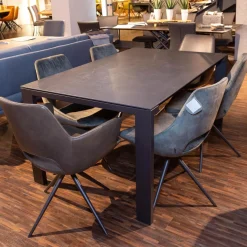 Musterring Essgruppen|Esstischgruppe MR Navarra Platte Dekton Laos Industrial Metallgestell Mit 6 Stühlen