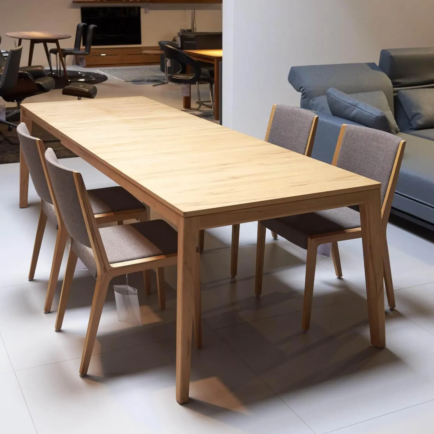 Team 7 Essgruppen|Esstischgruppe Mylon Mit 4 Stühlen Kernbuche Mit Einlegeplatte