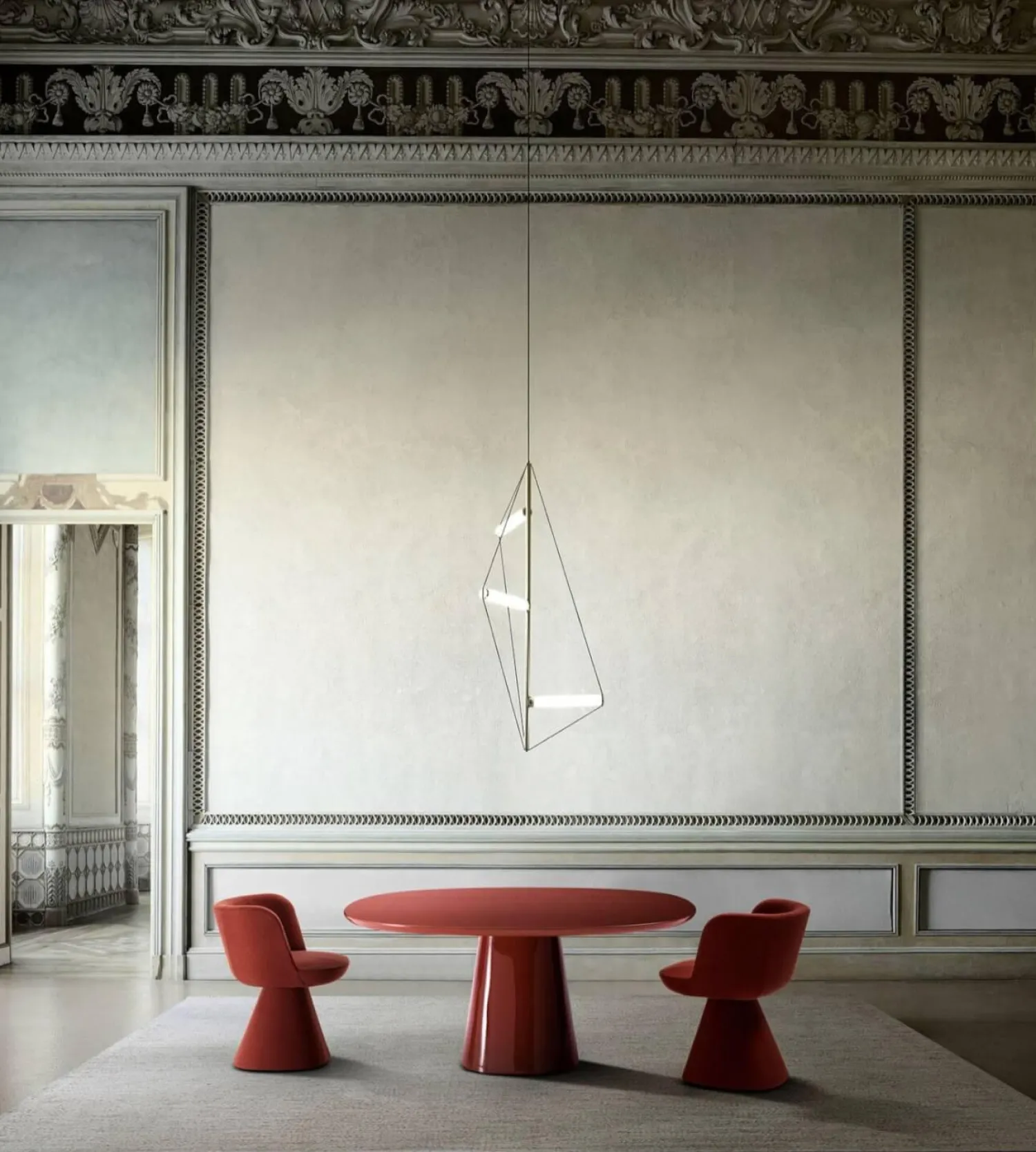 B&B Italia Stuhlsets|Esszimmerstuhl Flair O Stoff Rattier Sara Safran Rot Innenrahmen Stahlrohr