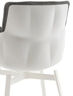 B&B Italia Einzelstühle|Esszimmerstuhl Husk Stoff Rattier Antille Braun Grau Schale Polyurethanharz Weiß Gestell Metall Weiß Lackiert