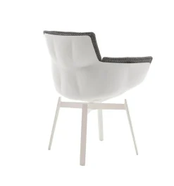 B&B Italia Einzelstühle|Esszimmerstuhl Husk Stoff Rattier Antille Braun Grau Schale Polyurethanharz Weiß Gestell Metall Weiß Lackiert