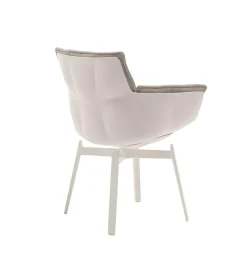 B&B Italia Einzelstühle|Esszimmerstuhl Husk Stoff Rattier Astro Seil Beige Schale Polyurethanharz Weiß Gestell Metall Weiß Lackiert