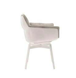 B&B Italia Einzelstühle|Esszimmerstuhl Husk Stoff Rattier Astro Seil Beige Schale Polyurethanharz Weiß Gestell Metall Weiß Lackiert