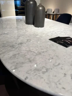 Ditre Italia Esstische|Estisch Pillar Oval 260x120 Weißer Carrara Marmor Fuß Beton