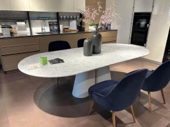 Ditre Italia Esstische|Estisch Pillar Oval 260x120 Weißer Carrara Marmor Fuß Beton