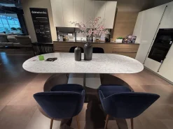 Ditre Italia Esstische|Estisch Pillar Oval 260x120 Weißer Carrara Marmor Fuß Beton