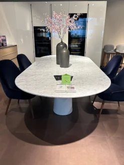 Ditre Italia Esstische|Estisch Pillar Oval 260x120 Weißer Carrara Marmor Fuß Beton