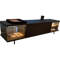 Walter Knoll Kommoden & Sideboards|Farns Sideboard Eiche Geflammt Mit Glas- Und Lederauflage Und Beleuchtung