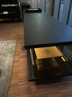 Walter Knoll Kommoden & Sideboards|Farns Sideboard Eiche Geflammt Mit Glas- Und Lederauflage Und Beleuchtung