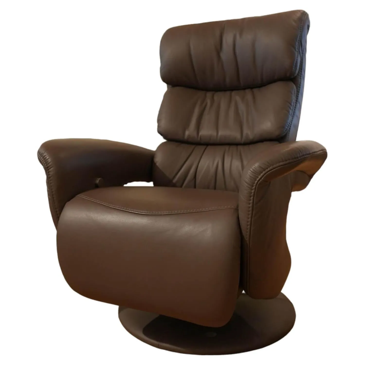 himolla Fernsehsessel|Fernsehsessel Easyswing Bezug Leder 24 Longlife Schlamm Braun Fuß Teller Bezogen