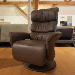 himolla Fernsehsessel|Fernsehsessel Easyswing Bezug Leder 24 Longlife Schlamm Braun Fuß Teller Bezogen