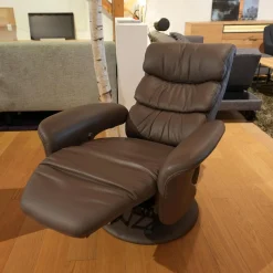 himolla Fernsehsessel|Fernsehsessel Easyswing Bezug Leder 24 Longlife Schlamm Braun Fuß Teller Bezogen