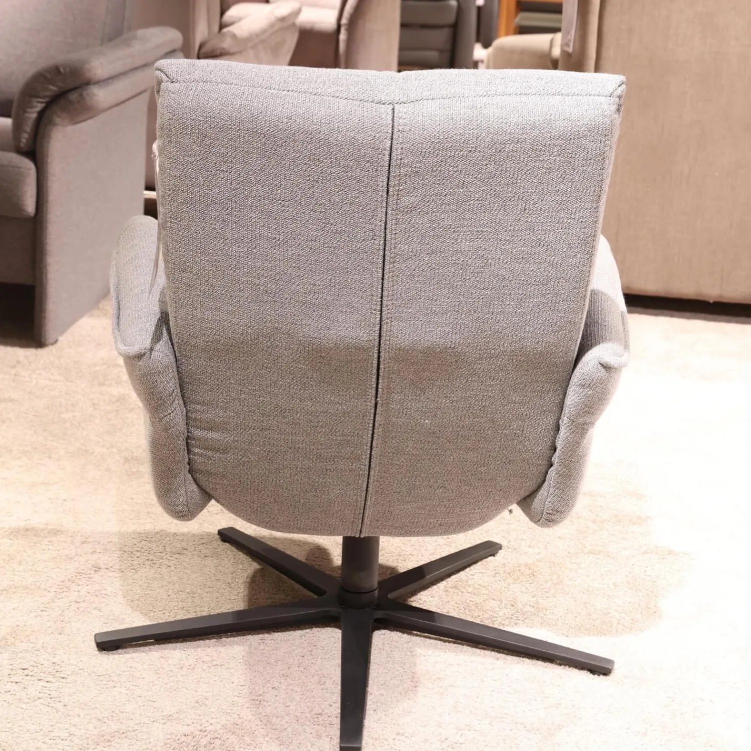 himolla Fernsehsessel|Fernsehsessel Pete Modell 7826 32 V14 Stoff Q2 Fashio Gletscher Hellgrau Sternfuß pulverbeschichtet Anthrazit