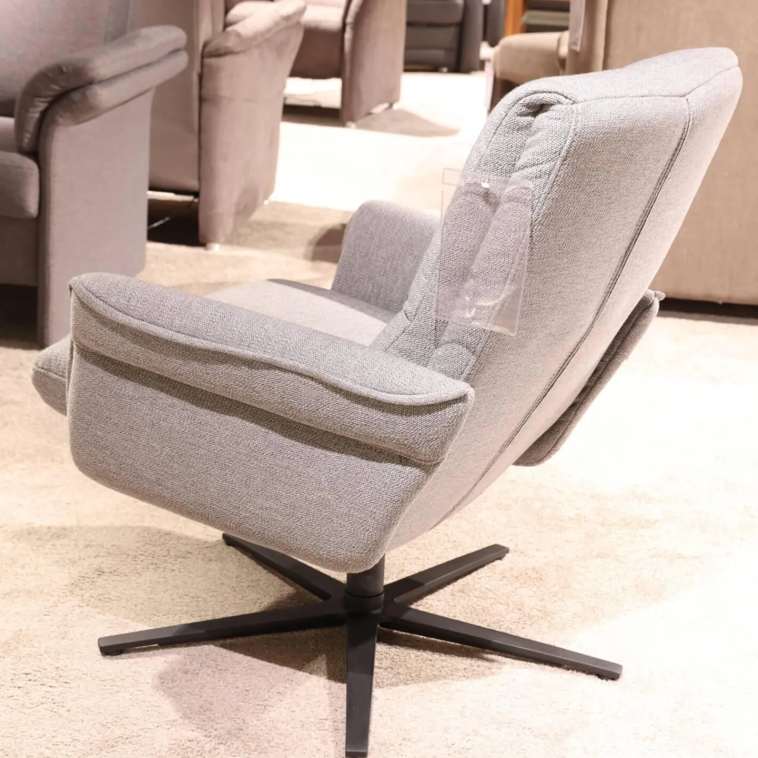 himolla Fernsehsessel|Fernsehsessel Pete Modell 7826 32 V14 Stoff Q2 Fashio Gletscher Hellgrau Sternfuß pulverbeschichtet Anthrazit