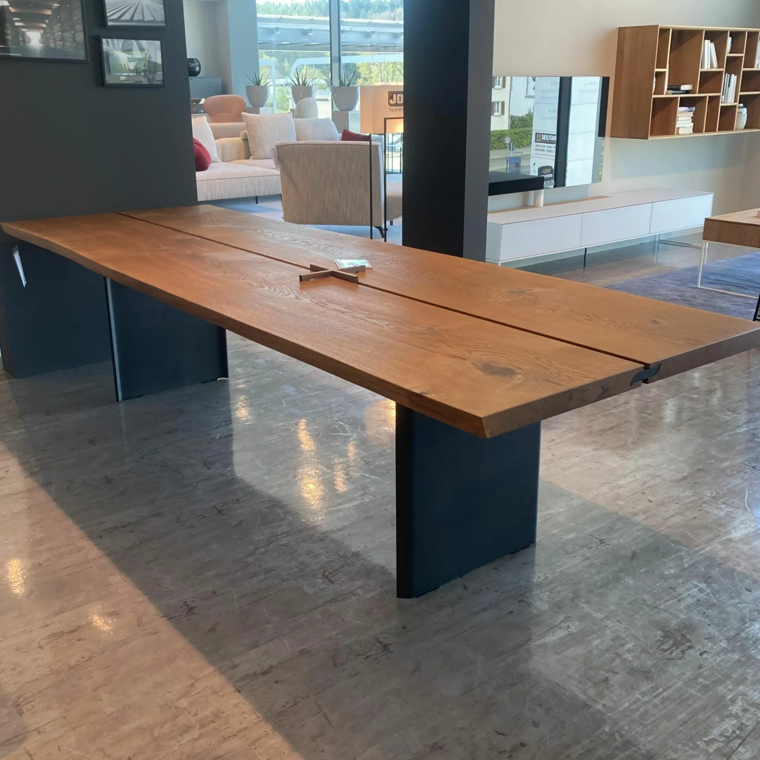 Team 7 Esstische|Fixtisch Echt.zeit Holz Eiche Gebürstet Urig Naturöl Gestell Schwarz Metallwangen