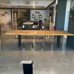 Team 7 Esstische|Fixtisch Echt.zeit Holz Eiche Gebürstet Urig Naturöl Gestell Schwarz Metallwangen