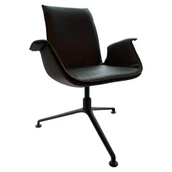 Walter Knoll Relaxsessel|FK Schalensessel 6726-3GS Bezug Leder Rodeo Soft 1360 Black Drehgestell Schwarz Matt