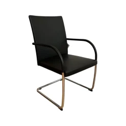 Walter Knoll Einzelstühle|Freischwinger George 1572 Leder Congress 251 Black Schwarz Gestell Rundrohrstahl Hochglanz Verchromt