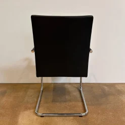 Walter Knoll Einzelstühle|Freischwinger George 1572 Leder Congress 251 Black Schwarz Gestell Rundrohrstahl Hochglanz Verchromt