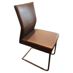 Carega Design Einzelstühle|Freischwinger Katy 3 Leder Toledo Braun Gestell Edelstahl Gebürstet