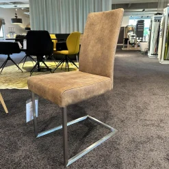 Lavida Einzelstühle|Freischwinger LAV Lamon Leder Kenia Braun Gestell Quadrahtrohr Edelstahl Niedriger Rücken