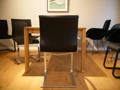 Team 7 Einzelstühle|Freischwinger Magnum Semianilinleder L1 Black Schwarz Gestell Chrom Edelstahl Finish Armlehne Eiche