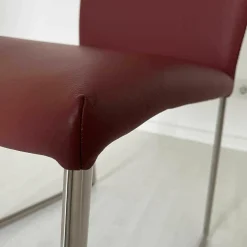 Ronald Schmitt Design Einzelstühle|Freischwinger Stay Light Bezug Leder Toledo Cherry Kufengestell Edelstahl Matt