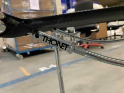 Thonet Einzelstühle|Freischwinger Stuhl S33 Stoff Schwarz Gestell Verchromt