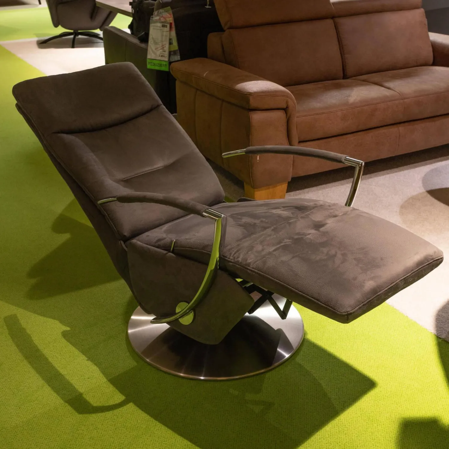 Steinpol Polstergruppen|Funktionseckgarnitur Relaxa 5 0 Stoff Herkules Steel 44 D Schwarz Aluminium Säulenfuß Und Drehteller Edelstahl