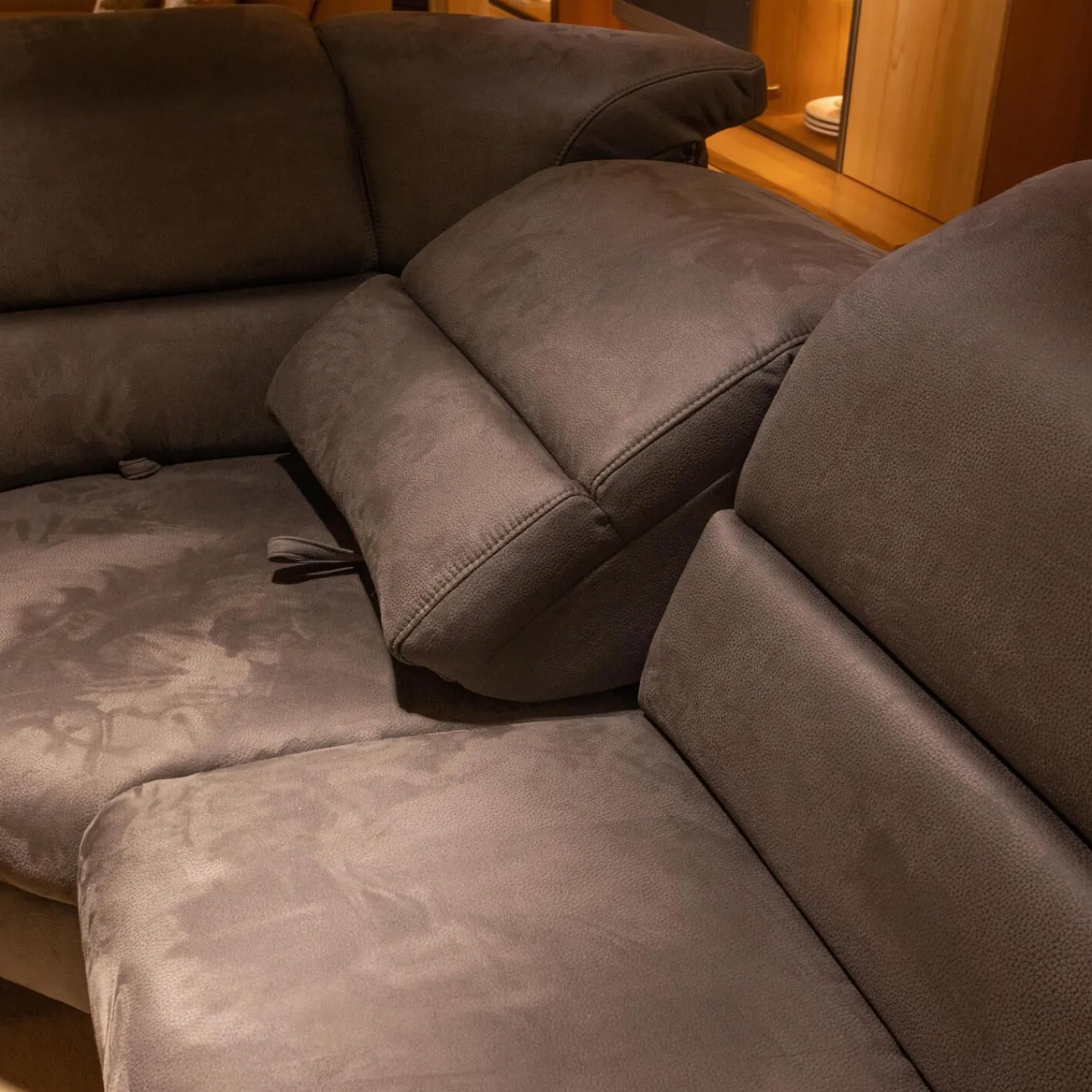 Steinpol Polstergruppen|Funktionseckgarnitur Relaxa 5 0 Stoff Herkules Steel 44 D Schwarz Aluminium Säulenfuß Und Drehteller Edelstahl