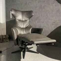 WK Wohnen Loungesessel|Relaxsessel|Funktionssessel 687 Bosso Leder Polo 1101 Fuß X-60 Schwarz