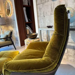 Bielefelder Werkstätten Fernsehsessel|Loungesessel|Funktionssessel Daron Stoff B Emilia 232 Grün Schale Leder Java Braun Sternfuß Bronze Schwarz Matt Mit Hocker