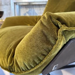 Bielefelder Werkstätten Fernsehsessel|Loungesessel|Funktionssessel Daron Stoff B Emilia 232 Grün Schale Leder Java Braun Sternfuß Bronze Schwarz Matt Mit Hocker