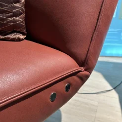 Koinor Relaxsessel|Funktionssessel Etino Leder B-Toro Reno Rot 5 Arm Drehkreuz Schwarz Matt Mit Tisch Wildeiche Natur Und Nierenkissen